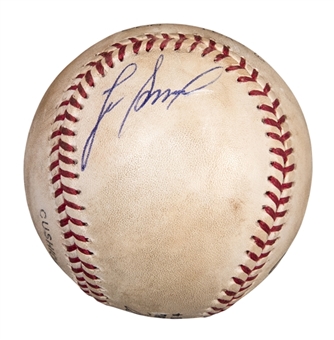 1993 Lee Smith Game Used/Signed Career Save #367 Baseball Used On 5/20/93 (Smith LOA)